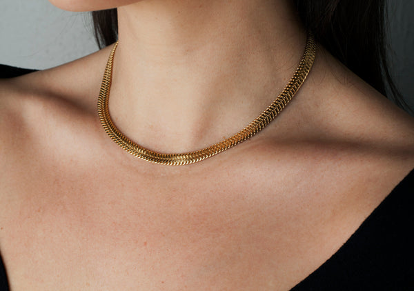 Cuchara Aretha weave detail flat chain necklace in Silver