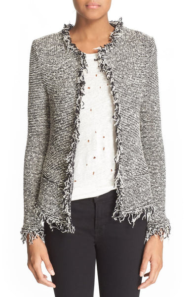 IRO Azure Fringe Jacket - Black/Ecru