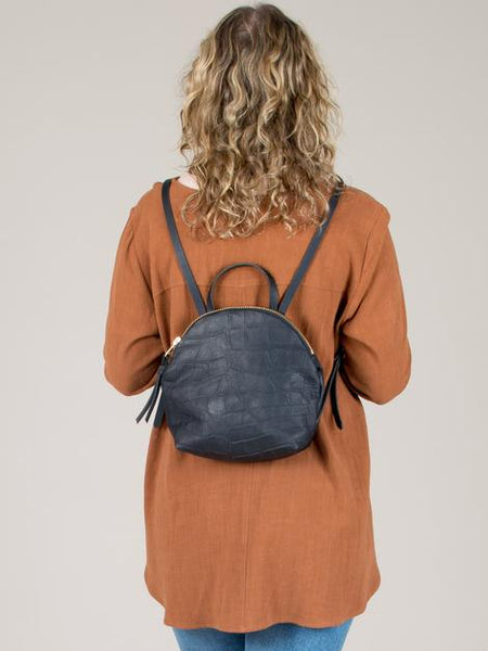 eleven thirty Anni Mini Back Pack in black Croc Embossed