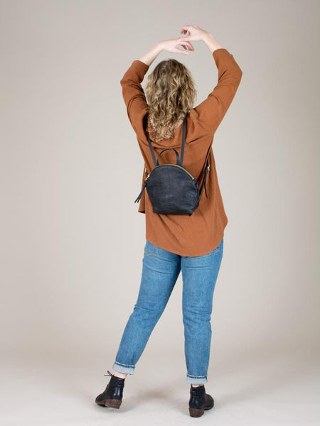 eleven thirty Anni Mini Back Pack in black Croc Embossed