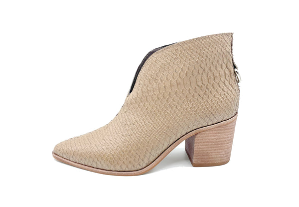 Kaanas Morellino Snake Booties in Taupe