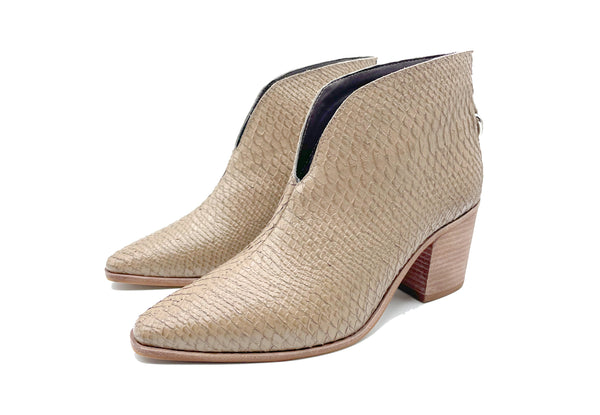 Kaanas Morellino Snake Booties in Taupe