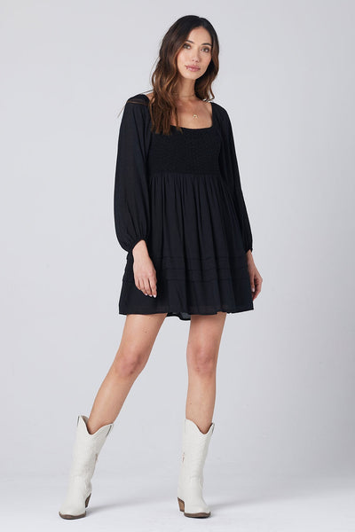 Saltwater Luxe Sydnie Long Sleeve Dress in Black