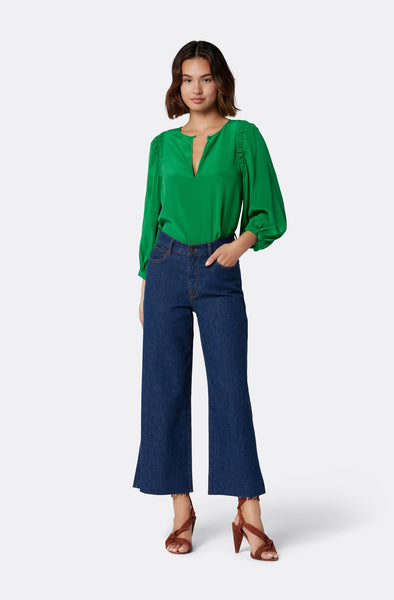 Joie Collette Notch Neck Blouse in Jolly Green