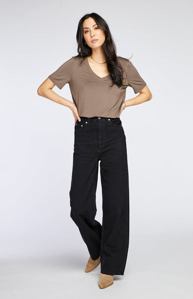 Gentle Fawn Lewis Rayon Jersey V S/S Tee in Falcon