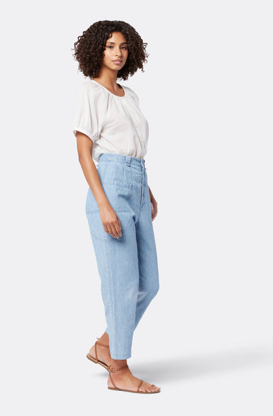 Joie Zola Cotton Shirred Short Sleeve top in Porcelain