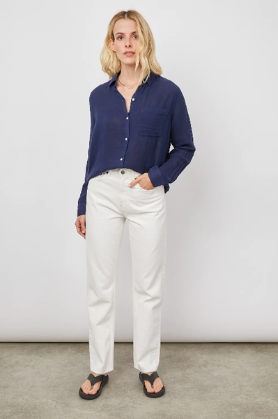 Rails Ellis Cotton Gauze L/S Solid in Indigo
