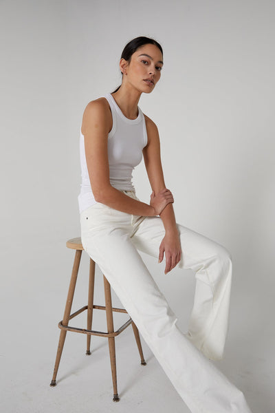 Velvet Cruz05 Modal Rib tank top in White