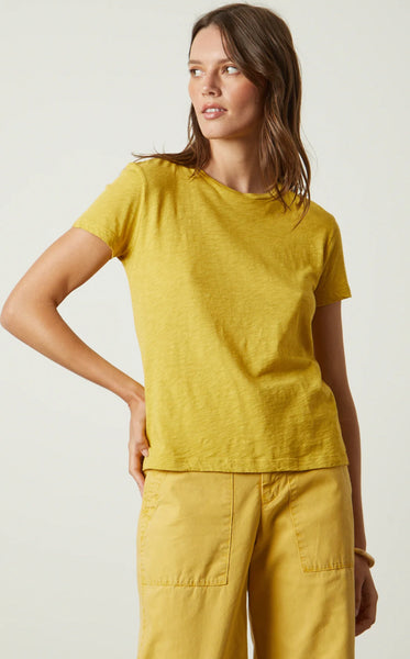 Velvet Sierra Cotton Slub Crew Neck S/S in Buttercup