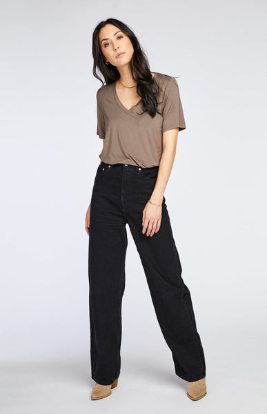Gentle Fawn Lewis Rayon Jersey V S/S Tee in Falcon