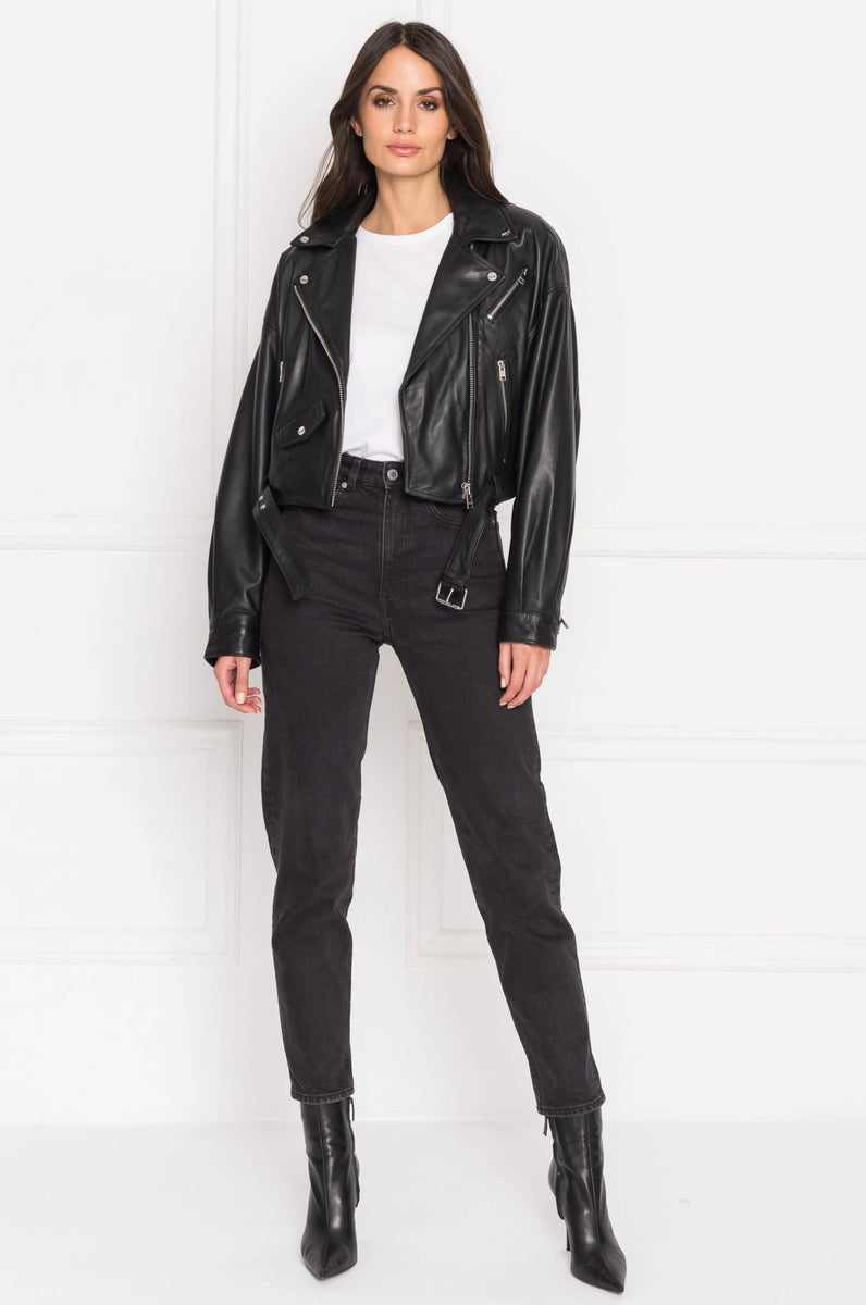 Lamarque classic leather hot sale biker jacket