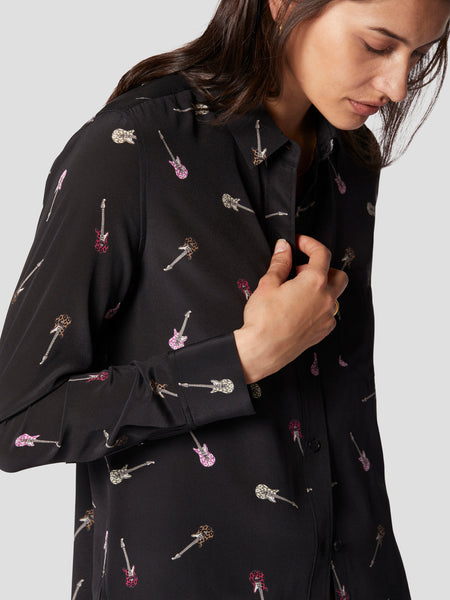 Equipment Leema Silk Guitar Shirt in True Black Multi