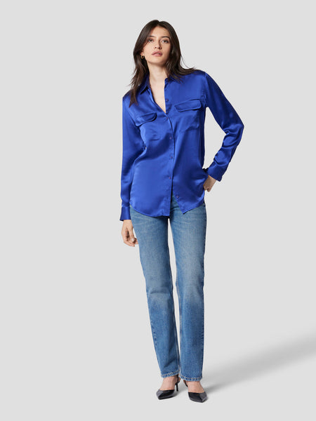 Equipment Signature silk 2 pocket blouse Spectrum Blue