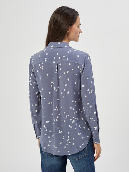 EQUIPMENT Slim Signature silk  star-print blouse in bluestone