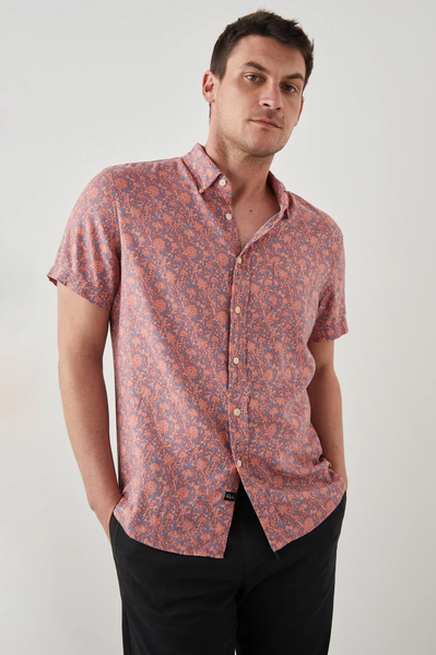 Rails Men's Carson S/S Shirt - Coastal Wood Block Royal Blaze