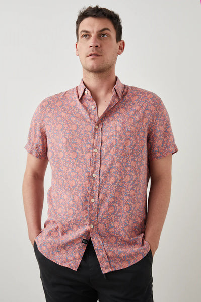 Rails Men's Carson S/S Shirt - Coastal Wood Block Royal Blaze