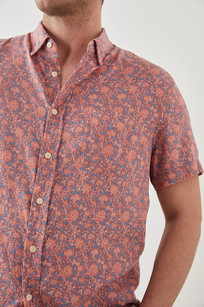 Rails Men's Carson S/S Shirt - Coastal Wood Block Royal Blaze