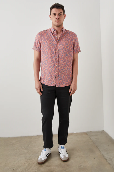 Rails Men's Carson S/S Shirt - Coastal Wood Block Royal Blaze