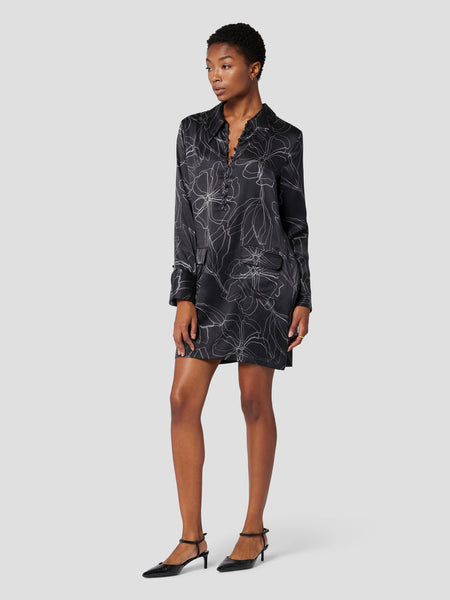 EQUIPMENT Elena Silk Satin Shirtdress in  Black White