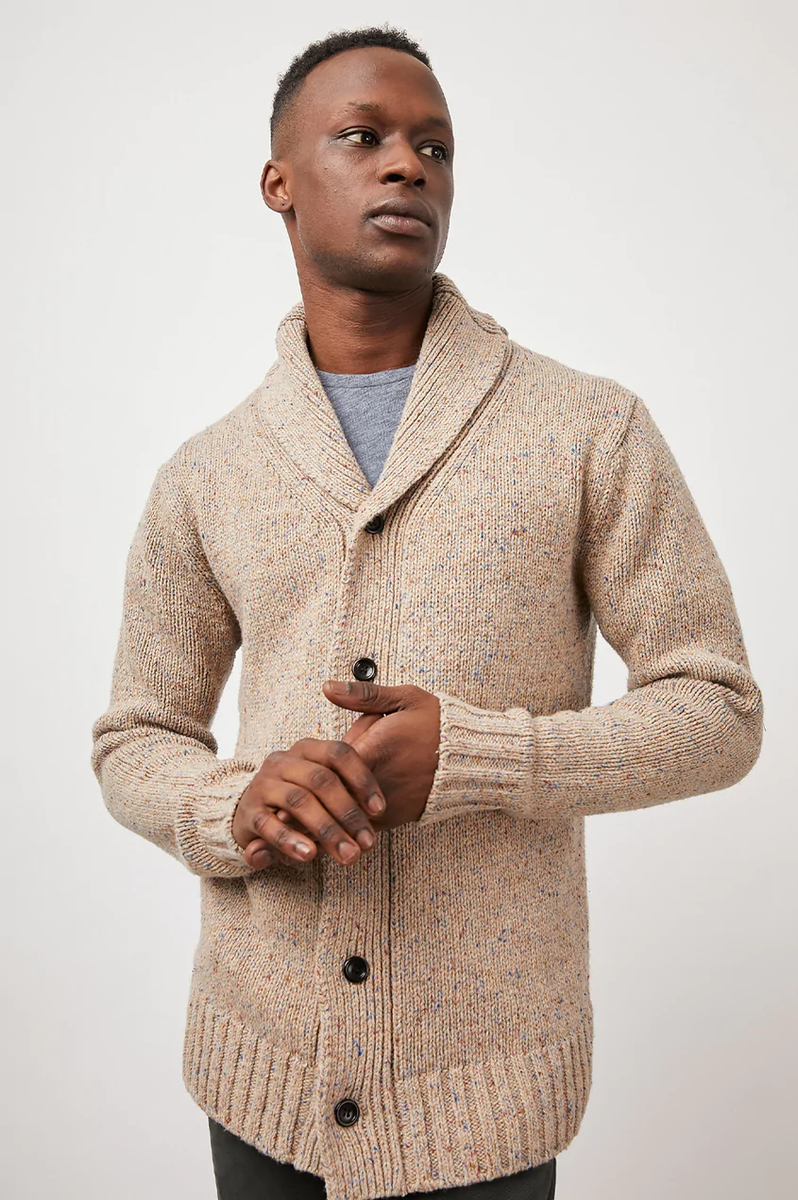 Rails Men s Corden Shawl Collar Cardigan Oatmeal Speckle