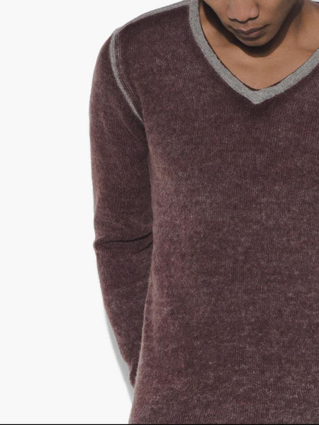John Varvatos V-Neck Sweater with Reverse Print - Black