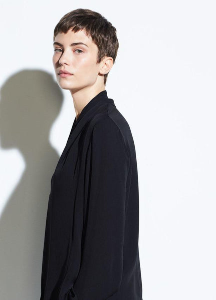 Vince Drape Neck Long Sleeve Blouse
