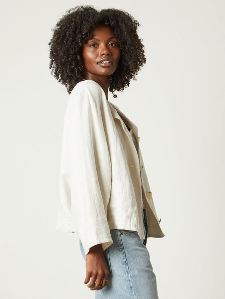 Velvet Brielle Heavy Linen Jacket in Bisque