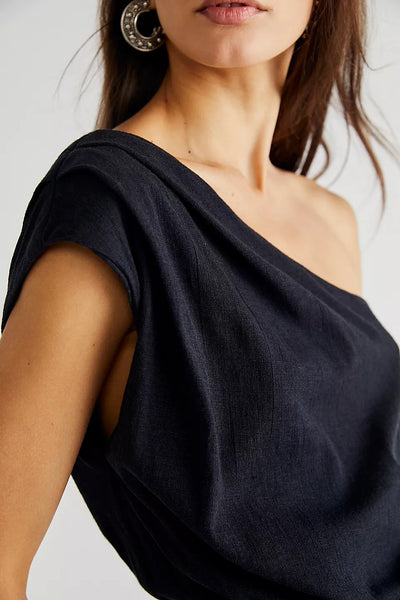 Free People Avery One Shoulder jumpsuit in black