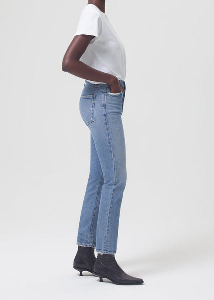 AGOLDE Riley High Rise Straight Long Jean in Cove