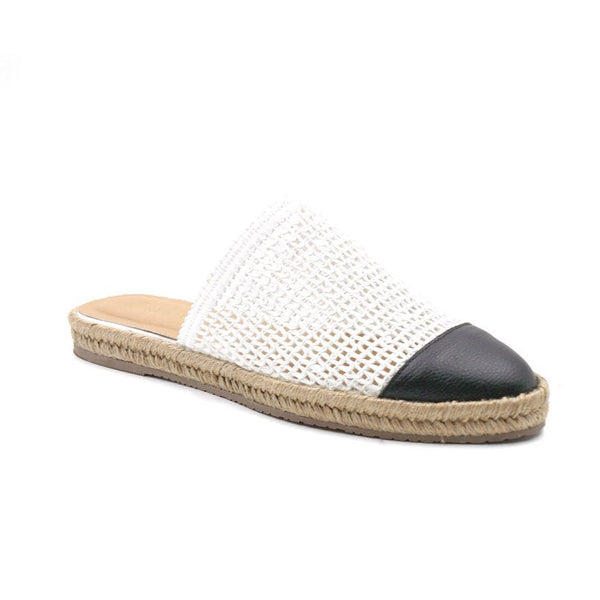 Kaanas Palau Fishnet Mule Espadrille in White