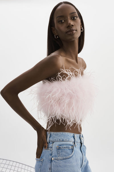 LAMARQUE Zaina Feather Bustier in Pink Parasol