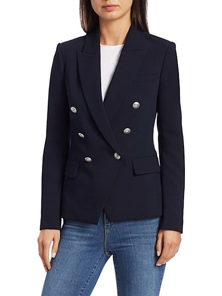 L'AGENCE Kenzie Double Breasted Blazer in Midnight
