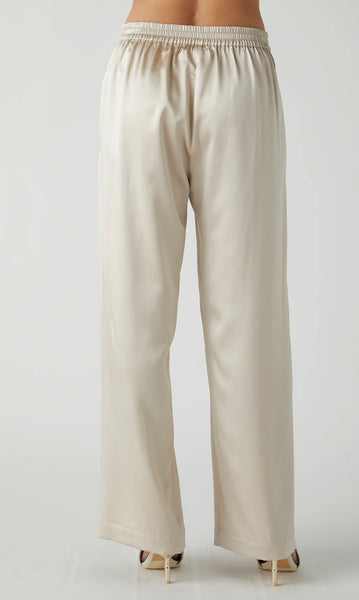 Velvet Manhattan Silk Charmeuse Pant in Oyster