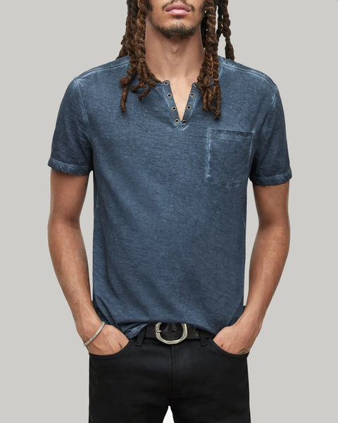 John Varvatos Elgin Grommet SS Henley - Indigo