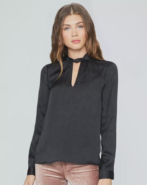Paige Ceres Notch L/S with Neck Twist in Black