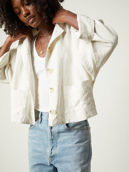 Velvet Brielle Heavy Linen Jacket in Bisque