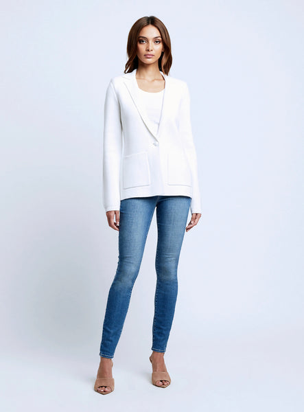 L'AGENCE Lacey Knit Blazer in White