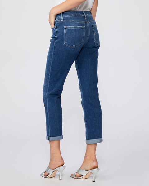 Paige Brigitte Midrise Slim Boyfriend Jean In Eiffel Distressed