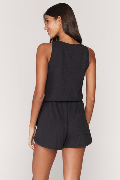 spiritual gangster perfect lounge romper in vintage black