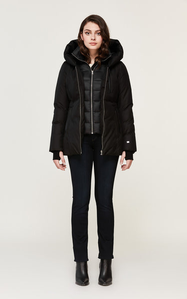 Soia&Kyo Fannia Hooded Hip-Length Brushed Down Coat