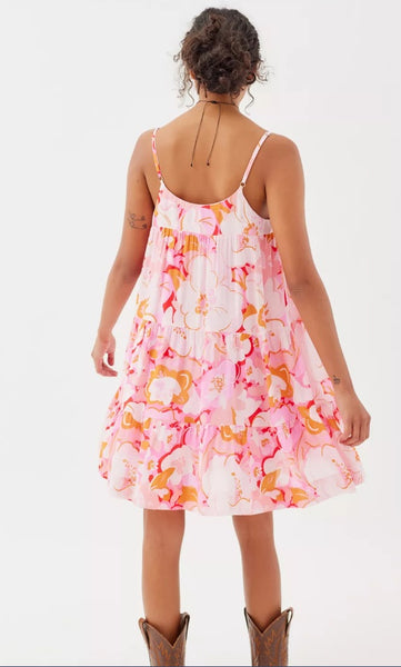 Mink Pink Josie Tiered Strappy dress in Pink Floral