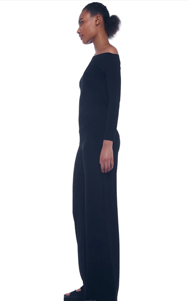 Norma Kamali Long Sleeve Drop Shoulder Top in Black
