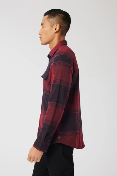 Good Man Brand Stadium Shirt Jacket in Brushed Flannel - Cabernet Large Plaid