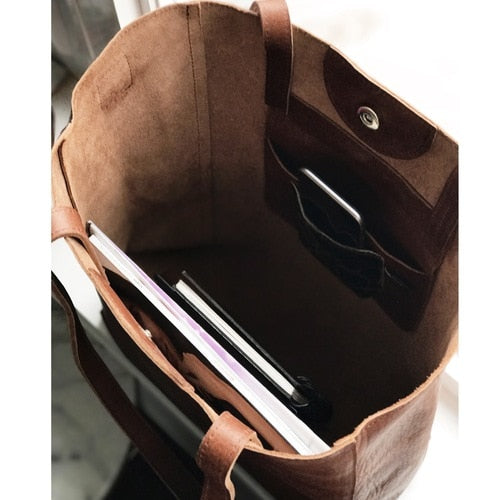 Brave Giovana Nappa Leather Tote in Marone Salvage