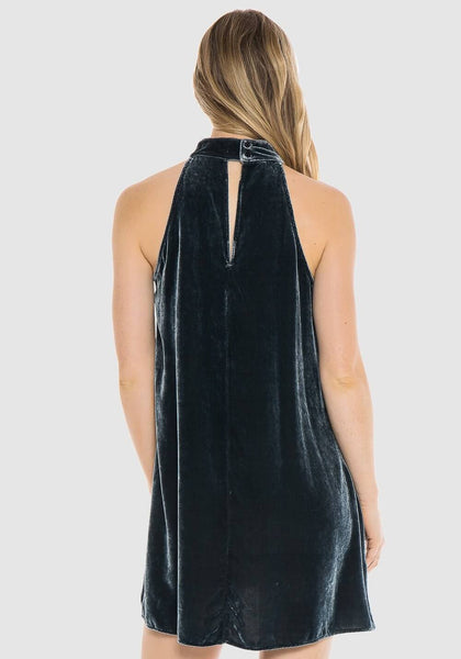 Bella Dahl Velvet Mock Neck Halter Dress 8F