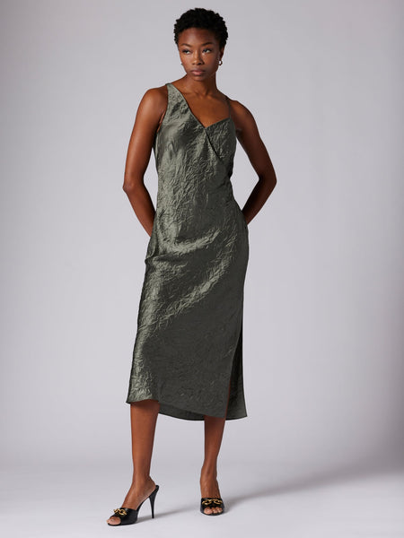 EQUIPMENT Aurore Crinkle Wrap dress CastorGrey