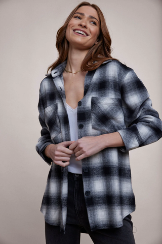Bella Dahl Two Pkt Oversized Shirt in Heritage Blk Plaid