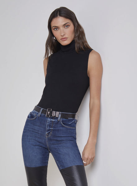 L'AGENCE Ceci Sleeveless Turtleneck in Black