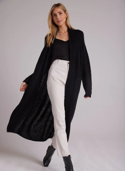 bella dahl rib knit long cardigan in black
