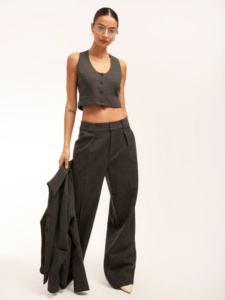 EQUIPMENT Charlie wool vest in Charcoal Heather